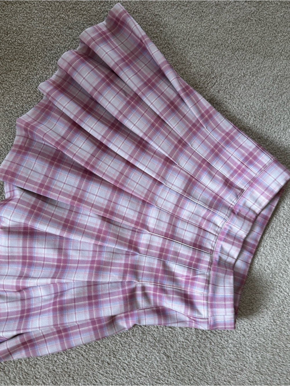 Pink Plaid Pleated Mini Skirt